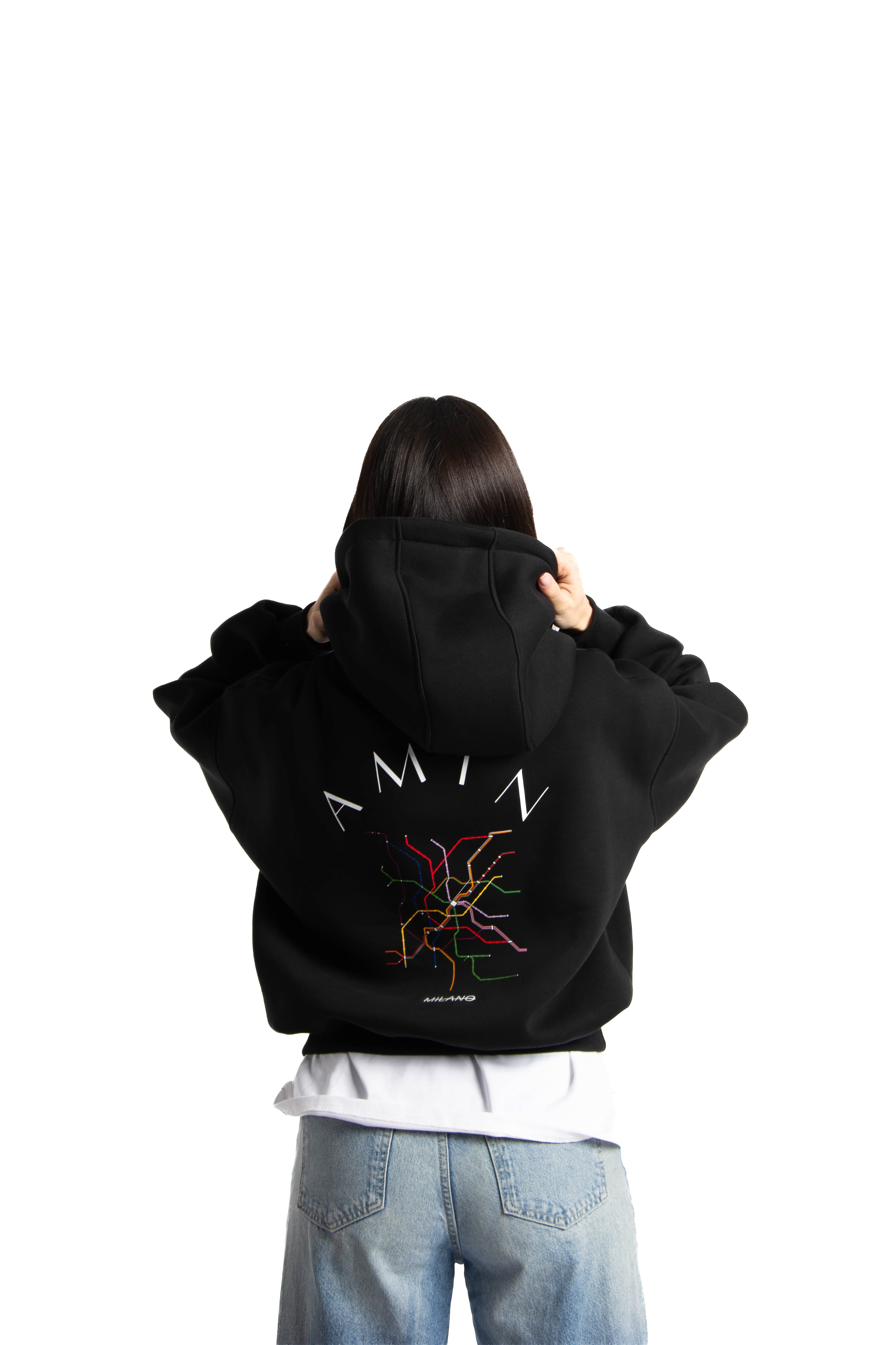 Felpa Hoodie Over Donna – Milano Map Multicolore