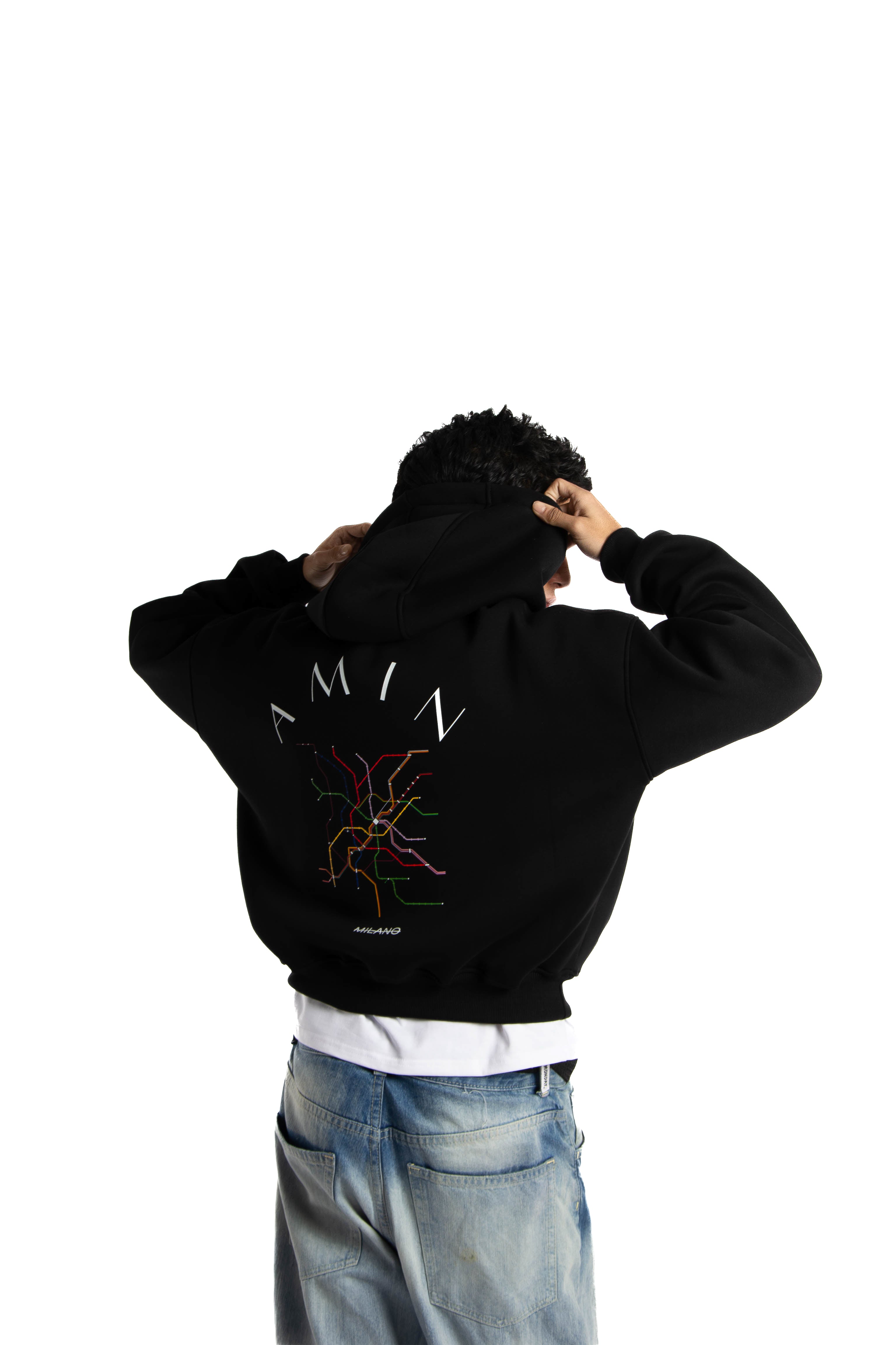 Felpa Hoodie Over Uomo – Milano Map Multicolore